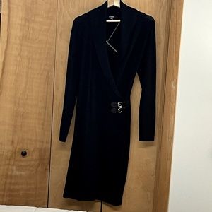 Ralph Lauren-Chaps faux wrap dress size L Black